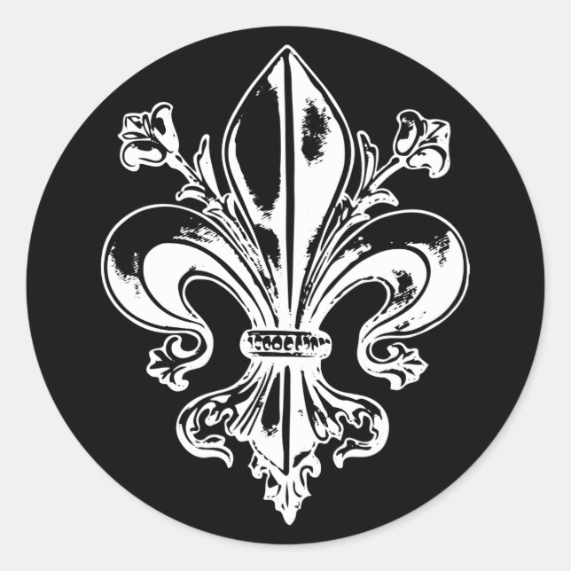 Adesivo Redondo AutocollantX20 Flor de lys francês metal antigo (Frente)