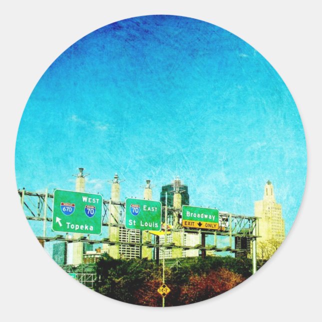 Adesivo Redondo Autoestrada Kansas City (Frente)