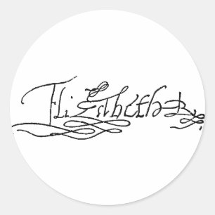 Adesivo Redondo Autógrafo da rainha Elizabeth mim de Inglaterra