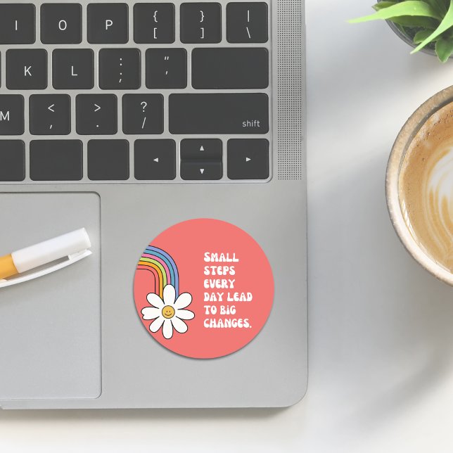 Adesivo Redondo Automotim Sticker com Daisy & Rainbow (Self Motivation Sticker with Daisy & Rainbow)