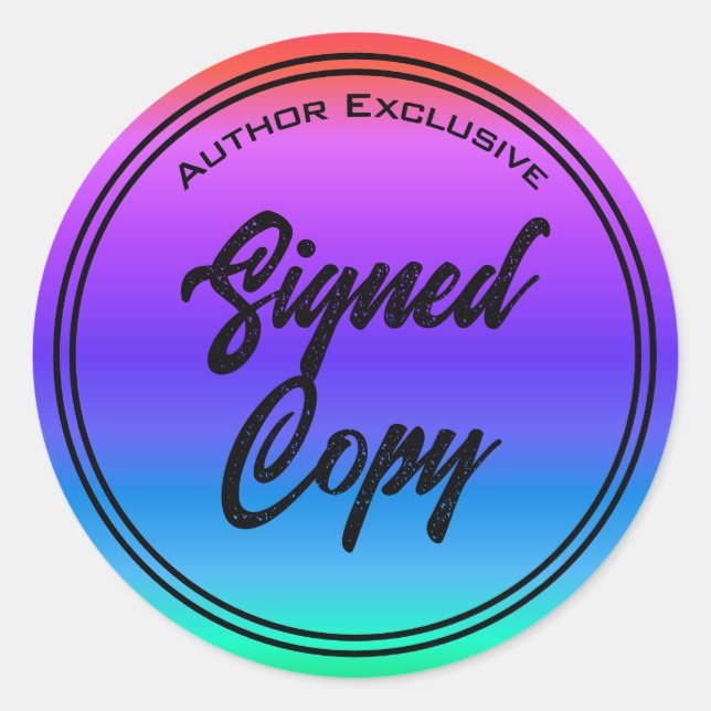 Adesivo Redondo Autor Assinado Copiar o Arco-Íris (Frente)