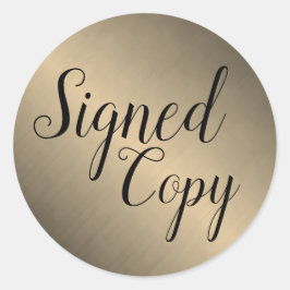 Adesivo Redondo Autor assinado ouro escovado do escritor da cópia