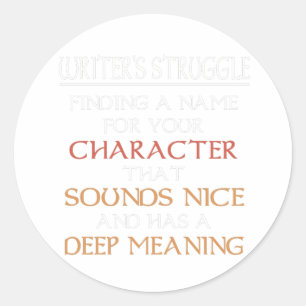 Adesivo Redondo Autor Writer Book Character Names Engraçado Prese