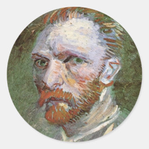 Adesivo Redondo Autorretrato de Vincent van Gogh, Arte Fino Antigo
