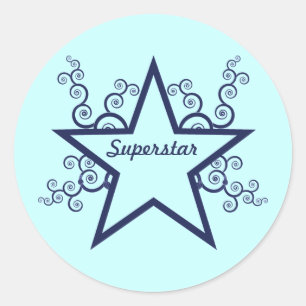 Adesivo Redondo Autostar Swirls Stickers, azul escuro