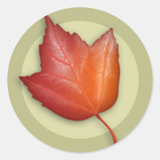 Adesivo Redondo Autoumn Red Maple Leaf Round Sticker