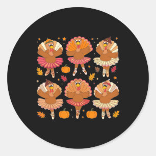 Adesivo Redondo Autumn Ballerinas Dançando Cute Turquia Ação de Gr