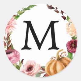 Adesivo Redondo Autumn Bliss Monogramas favorece os Stickers Rusti