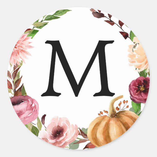 Adesivo Redondo Autumn Bliss Monogramas favorece os Stickers Rusti (Frente)
