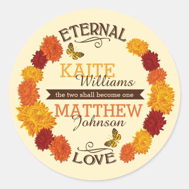 Adesivo Redondo Autumn Dahlia Wreath (Frente)