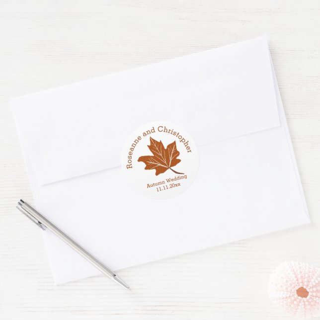 Adesivo Redondo Autumn Design Wedding (Envelope)