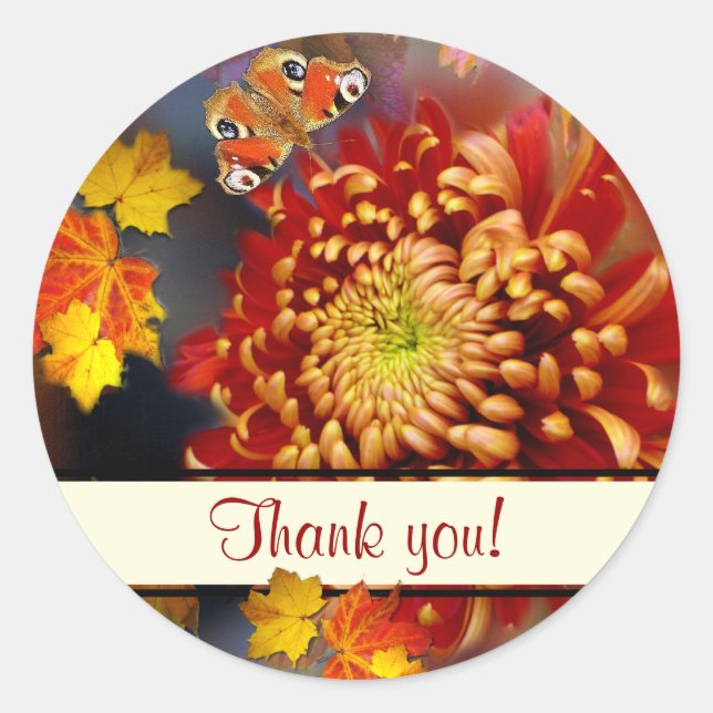 Adesivo Redondo Autumn Dreaming ~ Round Chrysanthemum Sticker (Frente)