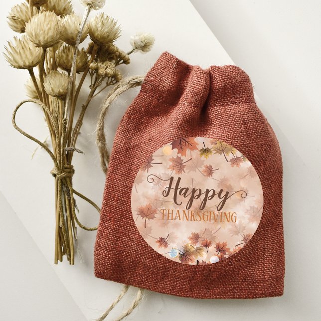 Adesivo Redondo Autumn Fall Brown Sai Feliz Ação de Graças (Criador carregado)