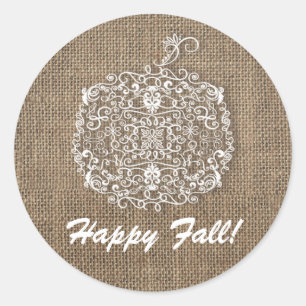 Adesivo Redondo Autumn Fall Filigree Pumpkin & Burlap Favor