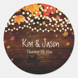 Adesivo Redondo Autumn Fall Rustic Lights Country Favor Stickers
