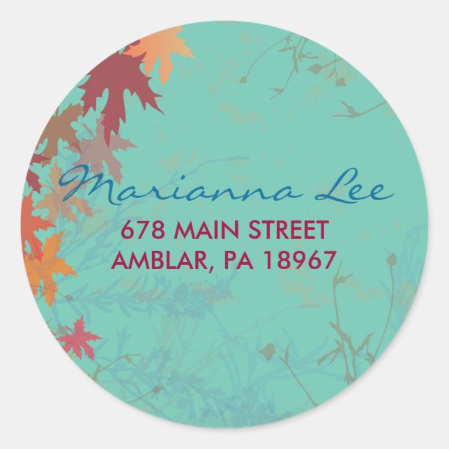 Adesivo Redondo Autumn Falling Deixa O Vedante Do Convite (Frente)