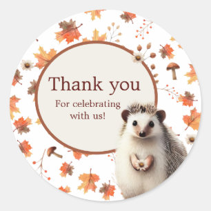 Adesivo Redondo Autumn Hedgehog Muito Obrigado, Vinheiros