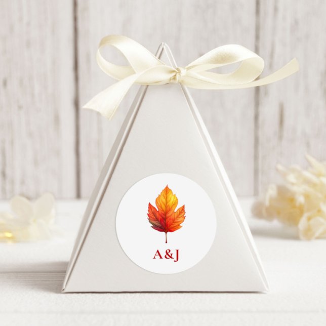 Adesivo Redondo Autumn Leaf Fall Modern Wedn Rust (Criador carregado)