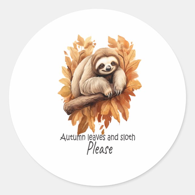 Adesivo Redondo Autumn Leaves e Sloth, por favor (Frente)