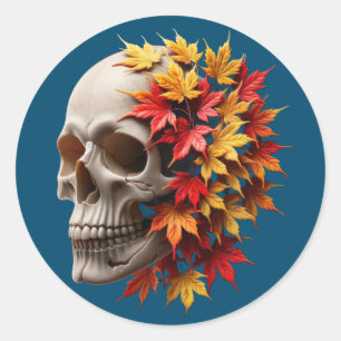 Adesivo Redondo Autumn Leaves Skull