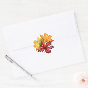 Adesivo Redondo Autumn Leaves Stickers
