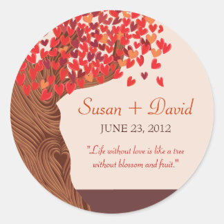 Adesivo Redondo Autumn Love Romantic Oak Tree Weding Seal Sticker