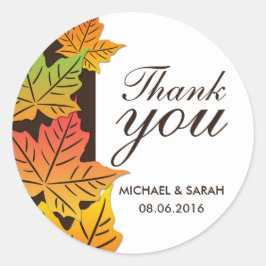Adesivo Redondo Autumn Maple Leaf Weding Favor Obrigado Sticker