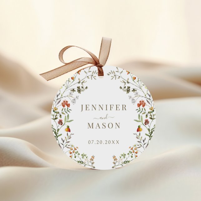 Adesivo Redondo Autumn Meadow Wildflower Wedde Bride Groom (Criador carregado)