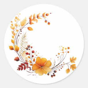 Adesivo Redondo Autumn Orange Wreath