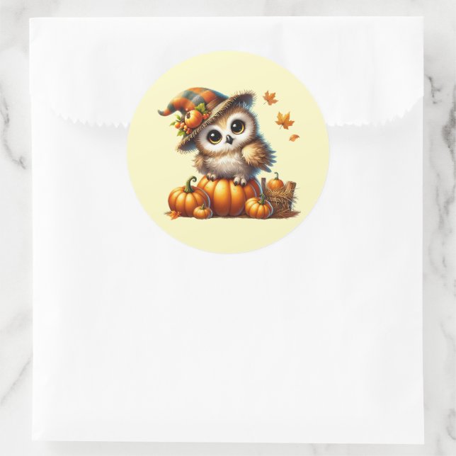 Adesivo Redondo Autumn Owl (Bolsa)