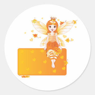 Adesivo Redondo Autumn Princess Fairy Stickers