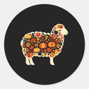 Adesivo Redondo Autumn Pumpkin Cai Ovelhas Ação de Graças Mulheres