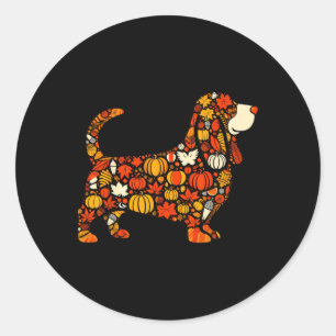 Adesivo Redondo Autumn Pumpkin Fall Bysset Hound Thankiness