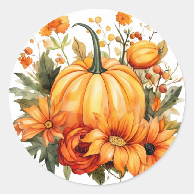 Adesivo Redondo Autumn Pumpkin Stickers (Frente)