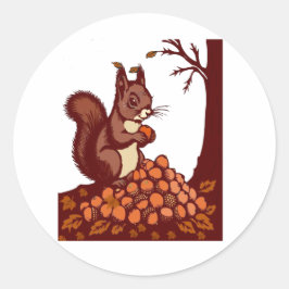 Adesivo Redondo 🐿️ Autumn Squirrel Round Sticker - Cozy Fall