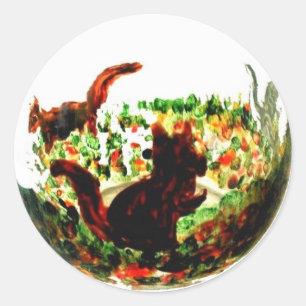 Adesivo Redondo Autumn Squirrels Rustic Nature