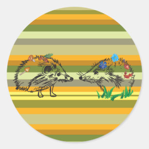 Adesivo Redondo Autumn Sticker Hedgehog Love