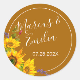 Adesivo Redondo Autumn Sunflower Wedding
