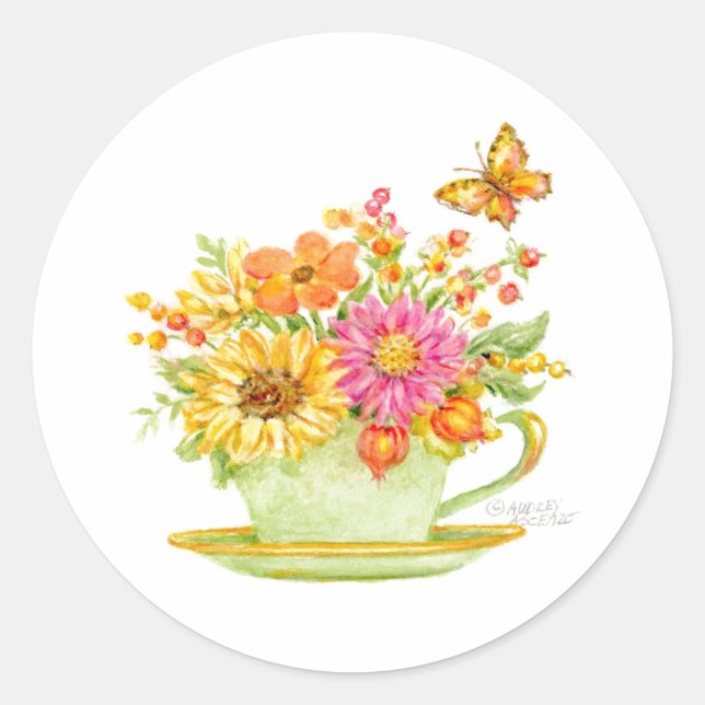 Adesivo Redondo Autumn Teacup Sticker (Frente)