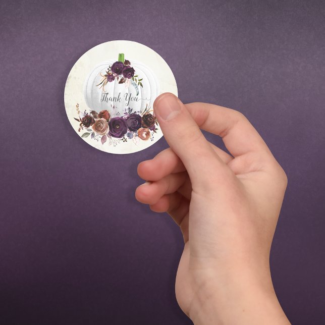 Adesivo Redondo Autumn White Pumpkin Obrigado (Criador carregado)