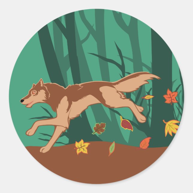 Adesivo Redondo Autumn Wolf (Frente)