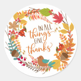 Adesivo Redondo Autumn Wreath Dê Obrigados