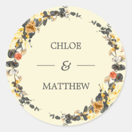 Adesivo Redondo Autumn Wreath | Personalização do casamento modern