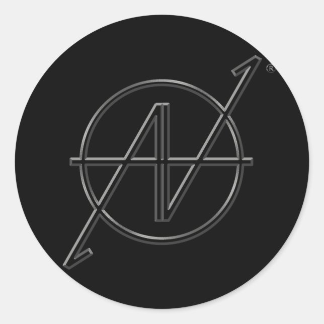 Adesivo Redondo AV 09 Logotipo Black Sticker (Frente)