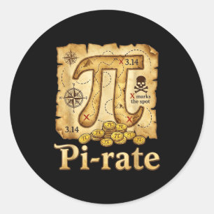 Adesivo Redondo Avalie o dia pirata 314 matemática piada torta hom