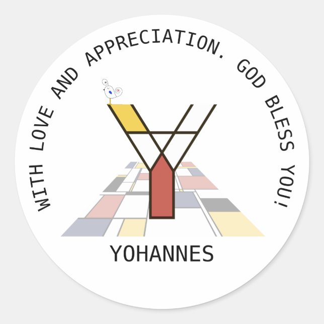 Adesivo Redondo Avant-Garde Art Style Monograma. Letra Y (Frente)