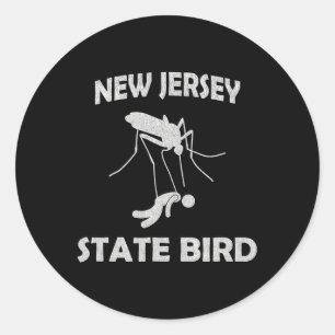 Adesivo Redondo Ave do Estado do Mosquito de Nova Jersey Divertida