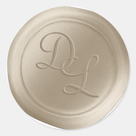 Adesivo Redondo Aveia Beige 2 - Letra Monograma Cera-Vinhetas