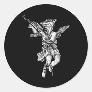 Adesivo Redondo Avenging Angel Sinner Chicano Tattoo