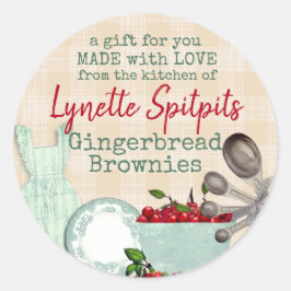 Adesivo Redondo avental da cozinha da cereja chique